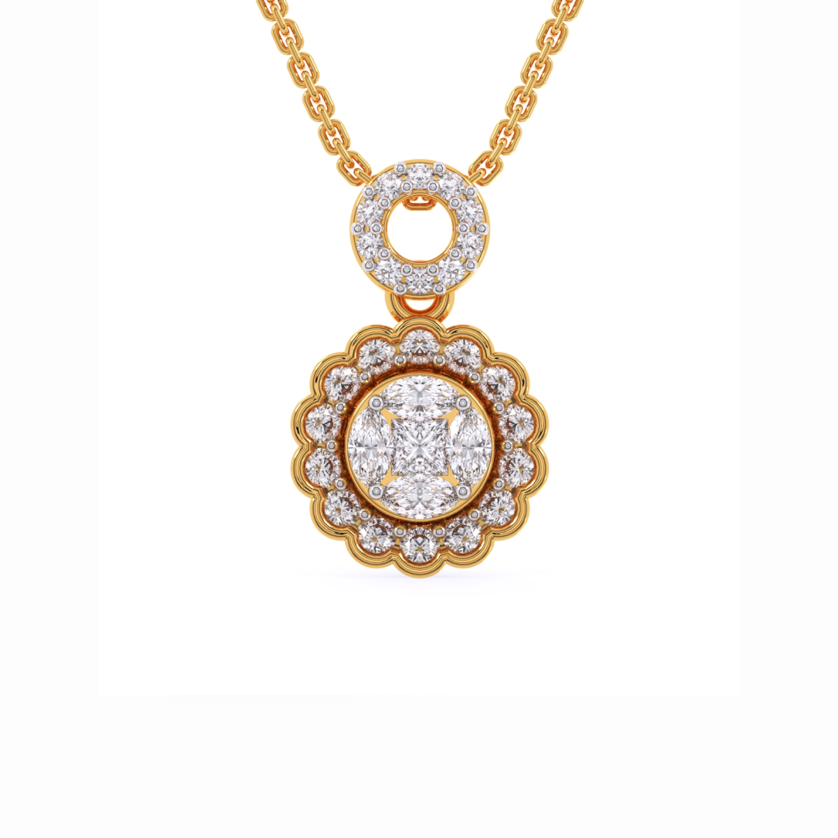 Blossom Round Diamond Halo Pendant